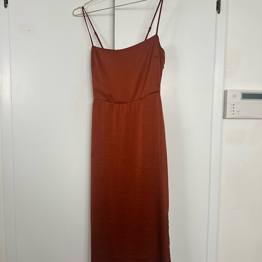 Aritzia Magdalena Satin Dress size 4 Rust - Picture 3 of 6